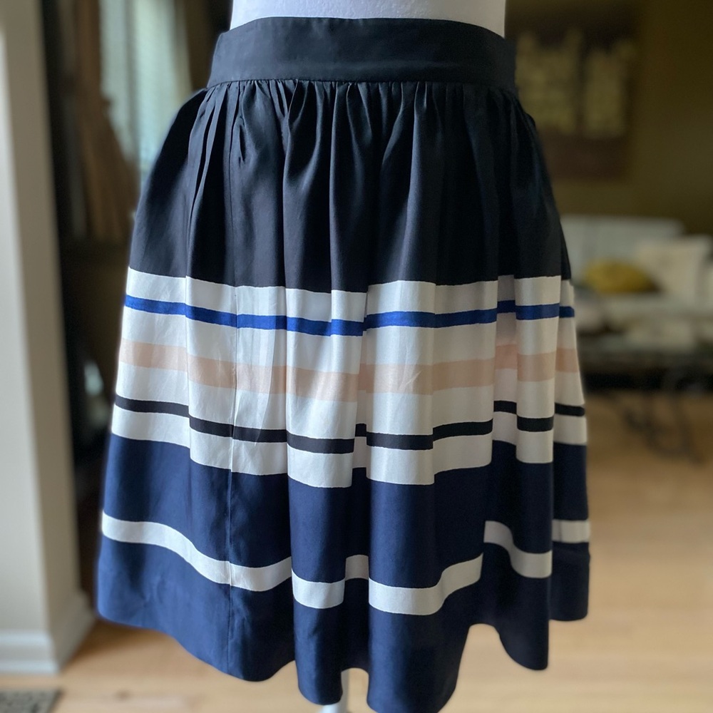 Kate Spade Sz 4 Holiday Striped Cupcake Skirt Silk Blend Lined Mini